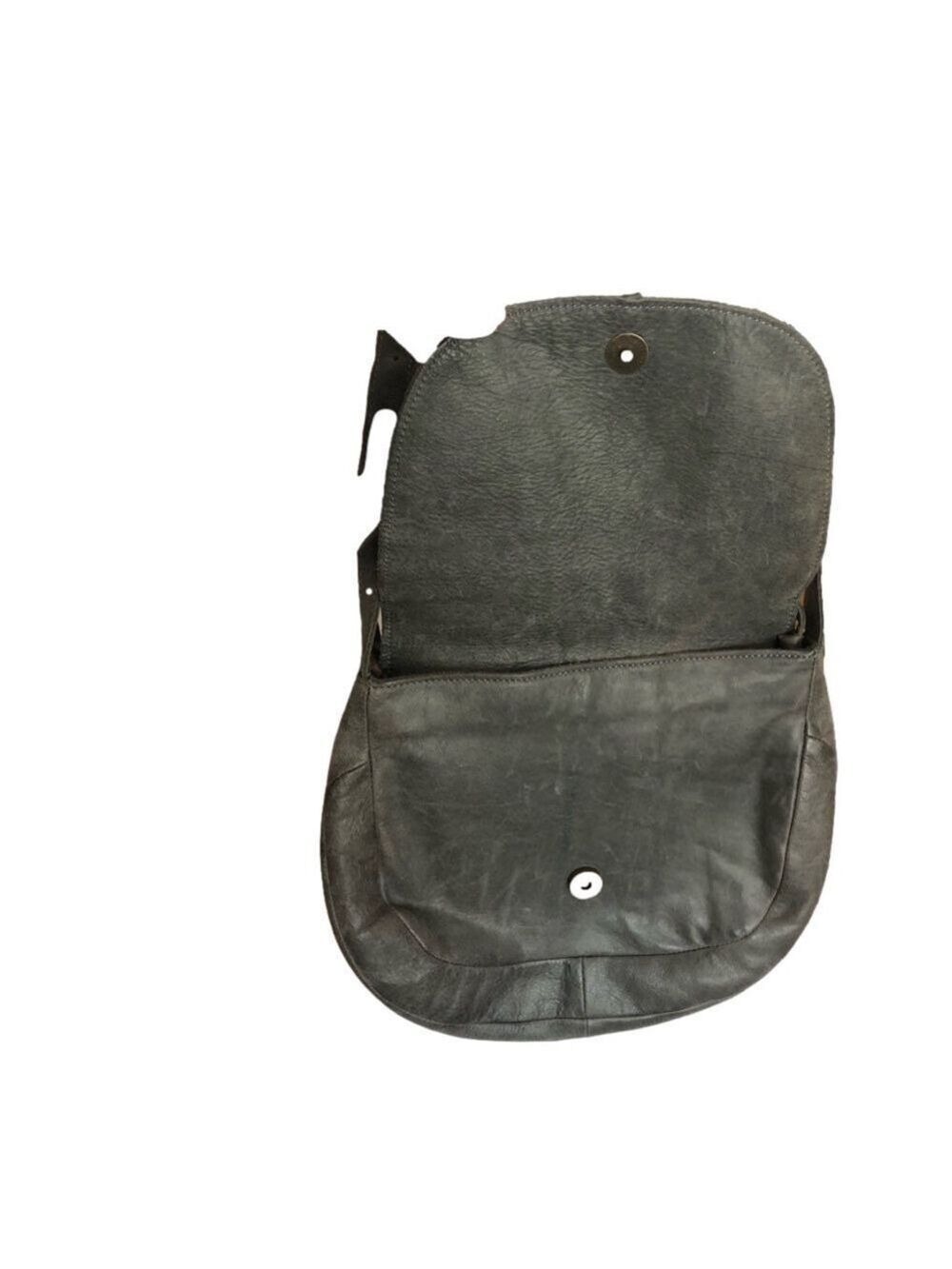 Chen & Derington Crossbody/Shoulder Leather Bag Fold-Over Snap Closure Gray OS - Picture 6 of 15